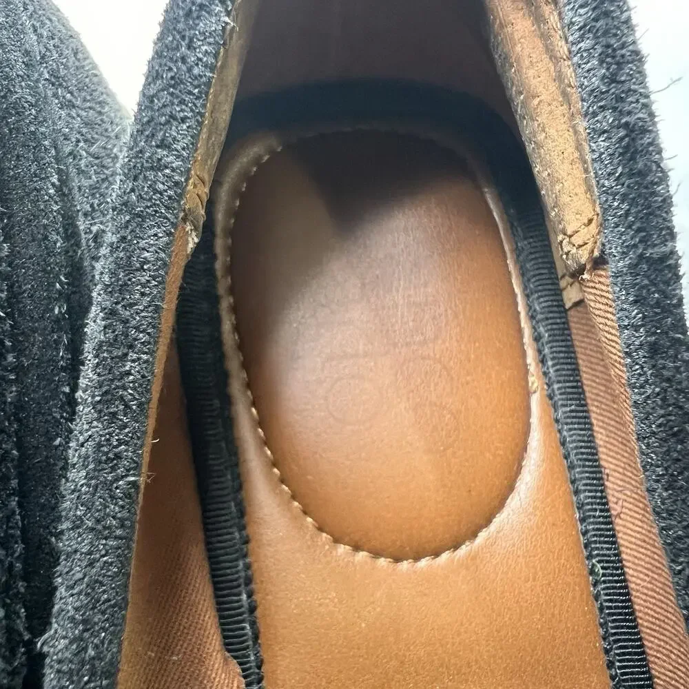 Franco Sarto Gina Loafers Womens Size 8.5 Black Suede Moc Toe Slip On Cushioned